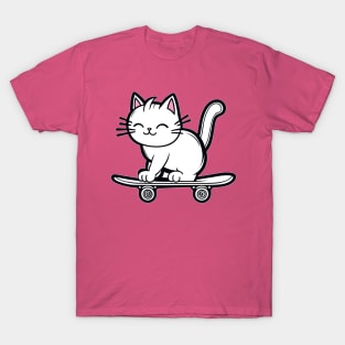 Skating Cute Kitty Cat Skateboard Quwaii T-Shirt